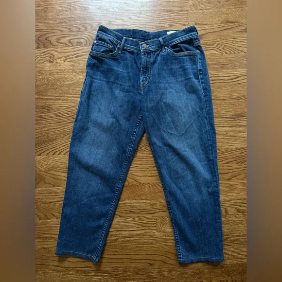 MOTHER Jeans Mother Dropout Blue Denim Jeans Flowers From The